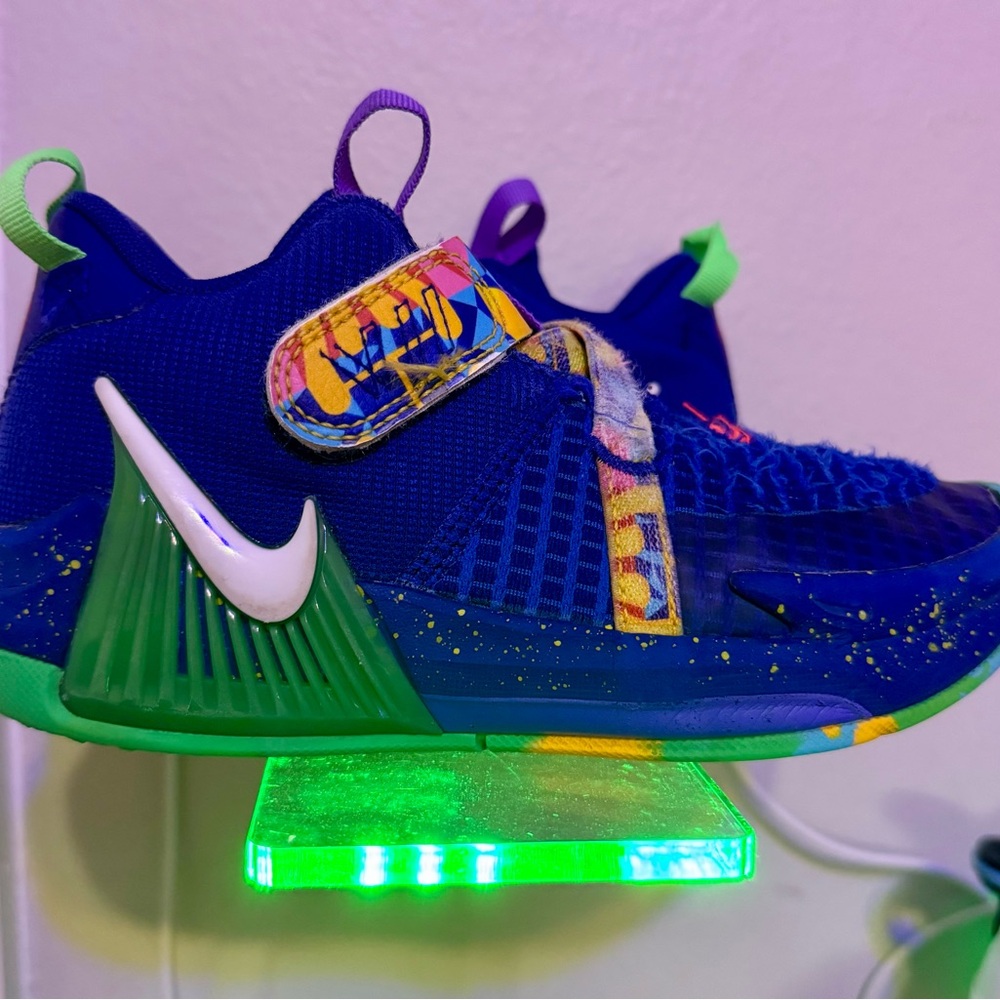 Nike Blue and Green Basketball Sneakers